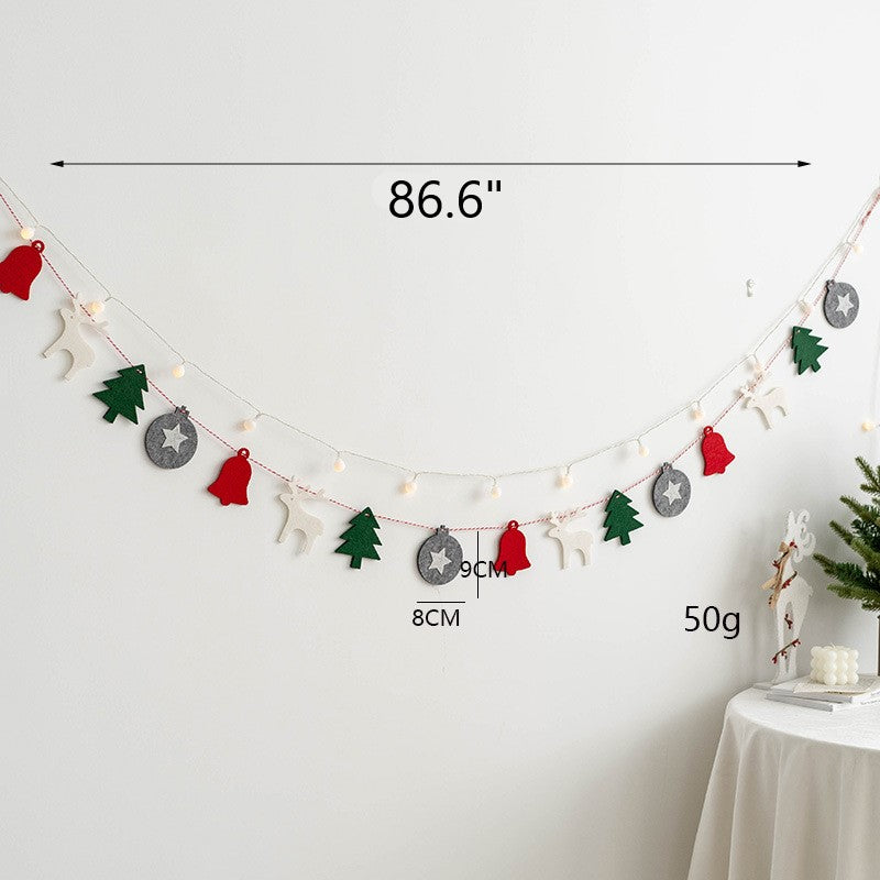 Merry Christmas Wool Felt Banner Garland 1 Set Hanging Ornaments for Fireplace Wall Decor