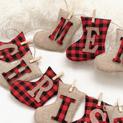 Merry Christmas Wool Felt Banner Garland 1 Set Hanging Ornaments for Fireplace Wall Decor
