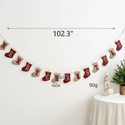 Merry Christmas Wool Felt Banner Garland 1 Set Hanging Ornaments for Fireplace Wall Decor