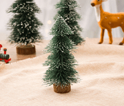 Mini Christmas Tree with Wooden Base, Bulk Desktop Pine Tree Tabletop Decoration, Artificial, 6 Inch, 10 Pcs