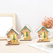 Mini Glow Cabin Christmas Hanging Ornaments with Santa, Snowman & Elk – Bulk Set for Xmas Tree Decorations