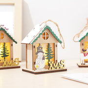 Mini Glow Cabin Christmas Hanging Ornaments with Santa, Snowman & Elk – Bulk Set for Xmas Tree Decorations
