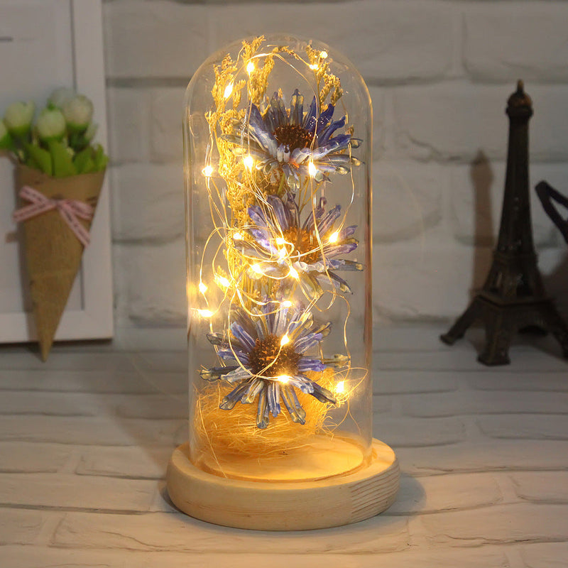 Preserved Mum Flower in Glass Dome Light Up Gift for Her Bulk Wholesale