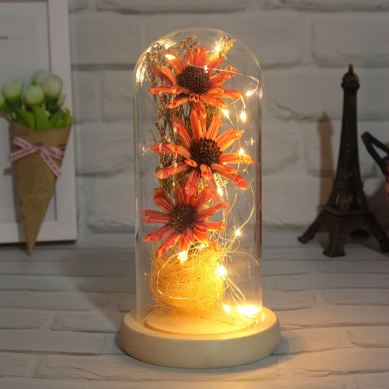 Preserved Mum Flower in Glass Dome Light Up Gift for Her Bulk Wholesale