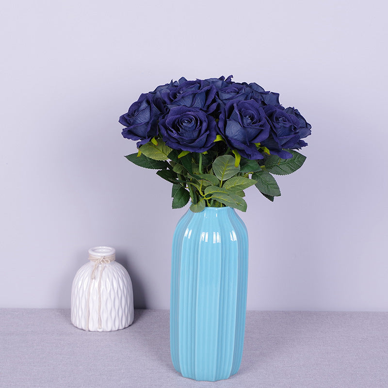 10 Pcs Artificial Silk Roses Bouquet, Bionic Flannel, for Floral Arrangement & Decor