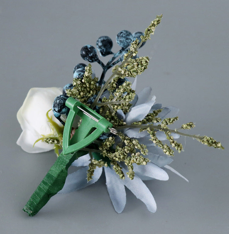 10 Pcs Navy Artificial Boutonnieres Bulk Wholesale Silk Floral