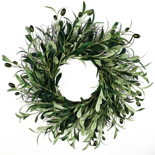 Bulk Olive Wreath with Lifelike Artificial Fruits Greenery Home Decor