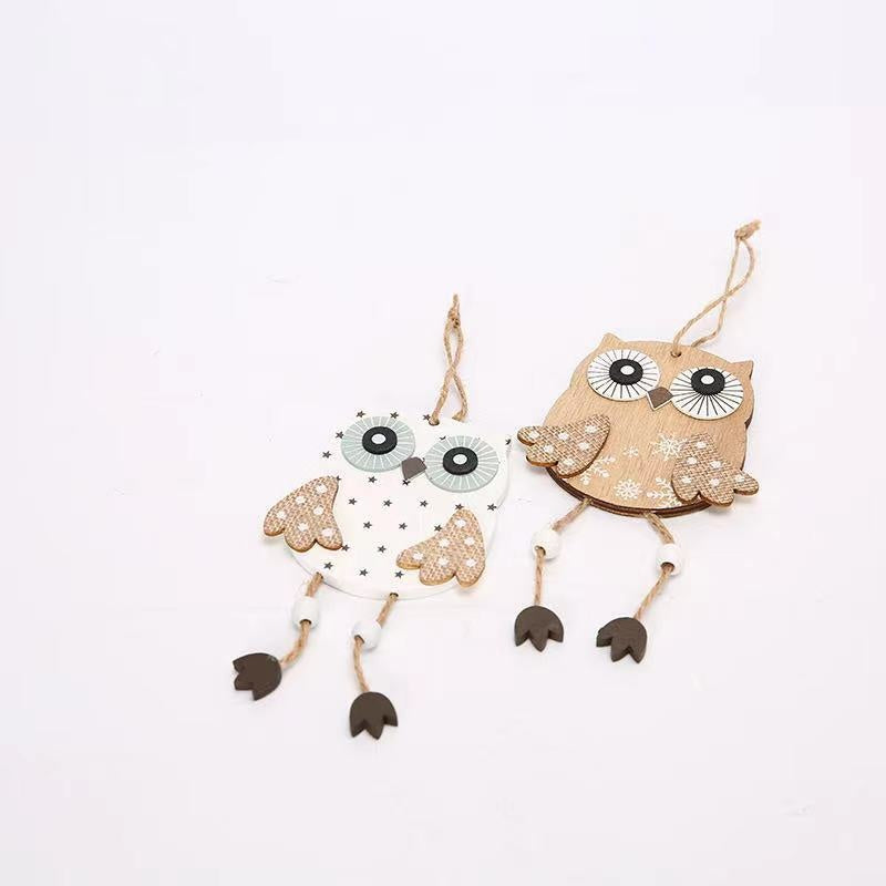 10 Pcs Owl Hanging Ornaments with Rope for Christmas Holiday Decoration