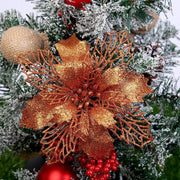 50 Pcs Artificial Poinsettia Flowers Bulk Pack Christmas Decoration