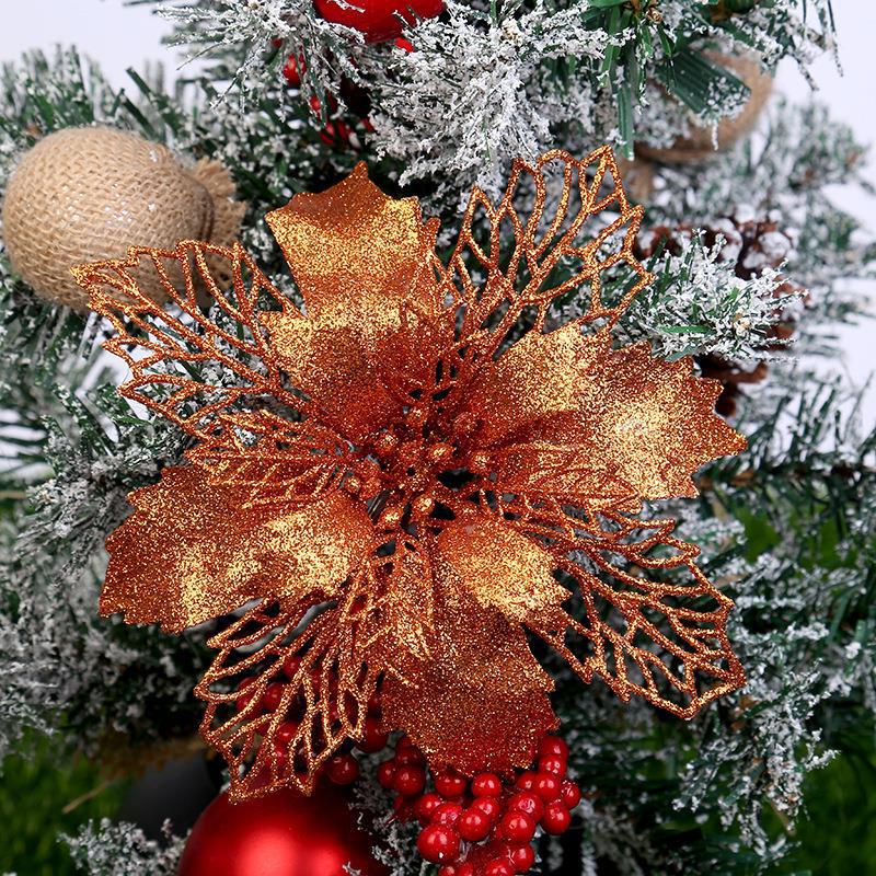 50 Pcs Artificial Poinsettia Flowers Bulk Pack Christmas Decoration