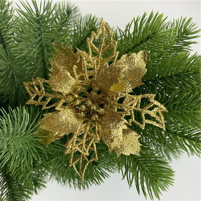 50 Pcs Artificial Poinsettia Flowers Bulk Pack Christmas Decoration