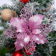 50 Pcs Artificial Poinsettia Flowers Bulk Pack Christmas Decoration