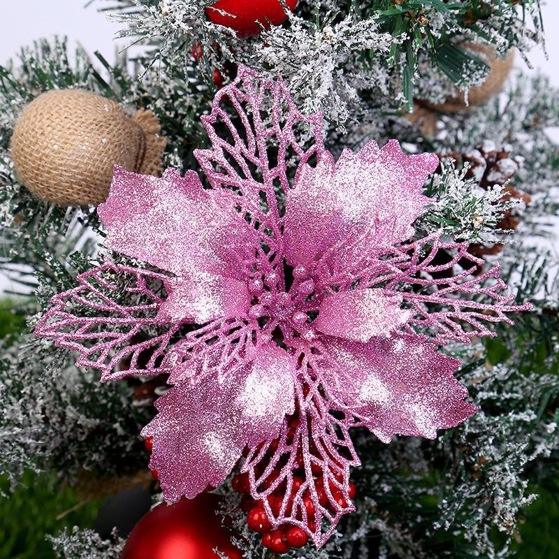 50 Pcs Artificial Poinsettia Flowers Bulk Pack Christmas Decoration