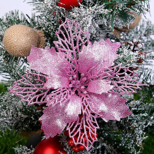 50 Pcs Artificial Poinsettia Flowers Bulk Pack Christmas Decoration
