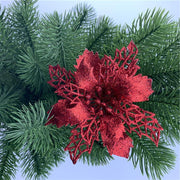 50 Pcs Artificial Poinsettia Flowers Bulk Pack Christmas Decoration
