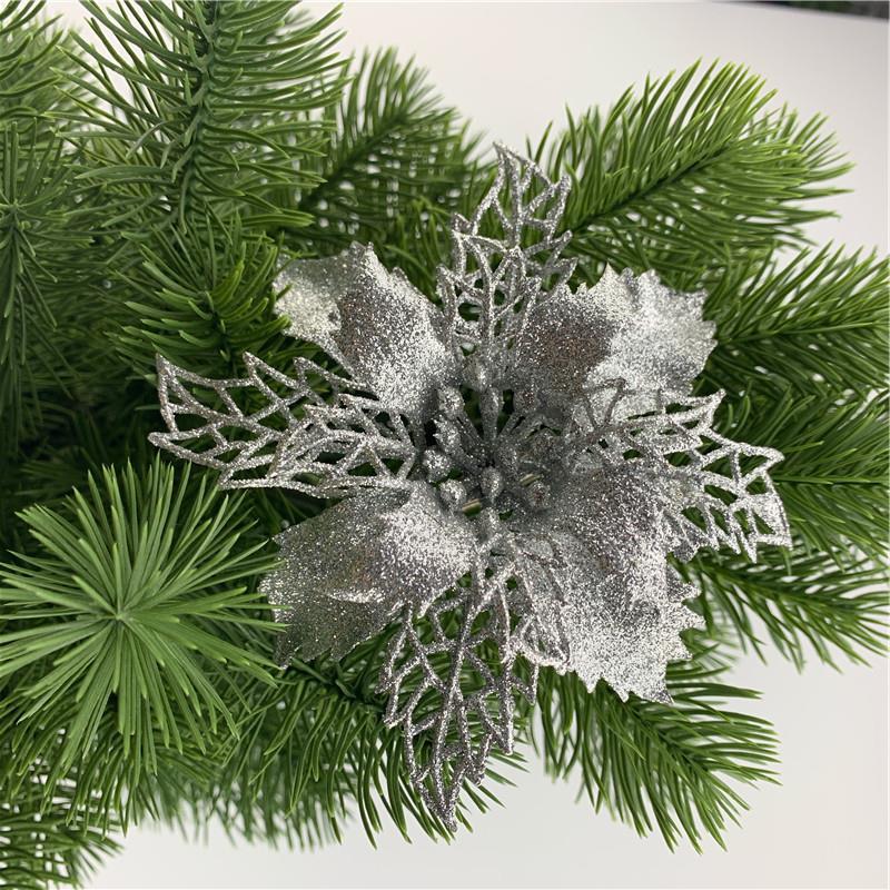 50 Pcs Artificial Poinsettia Flowers Bulk Pack Christmas Decoration