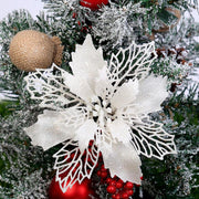 50 Pcs Artificial Poinsettia Flowers Bulk Pack Christmas Decoration