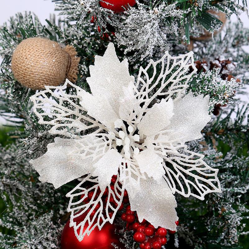 50 Pcs Artificial Poinsettia Flowers Bulk Pack Christmas Decoration