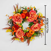 Artificial Peony Pumpkin Wreath 18 Inch Fall Harvest Thanksgiving Day Decor Bulk Wholesale