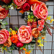 Artificial Peony Pumpkin Wreath 18 Inch Fall Harvest Thanksgiving Day Decor Bulk Wholesale