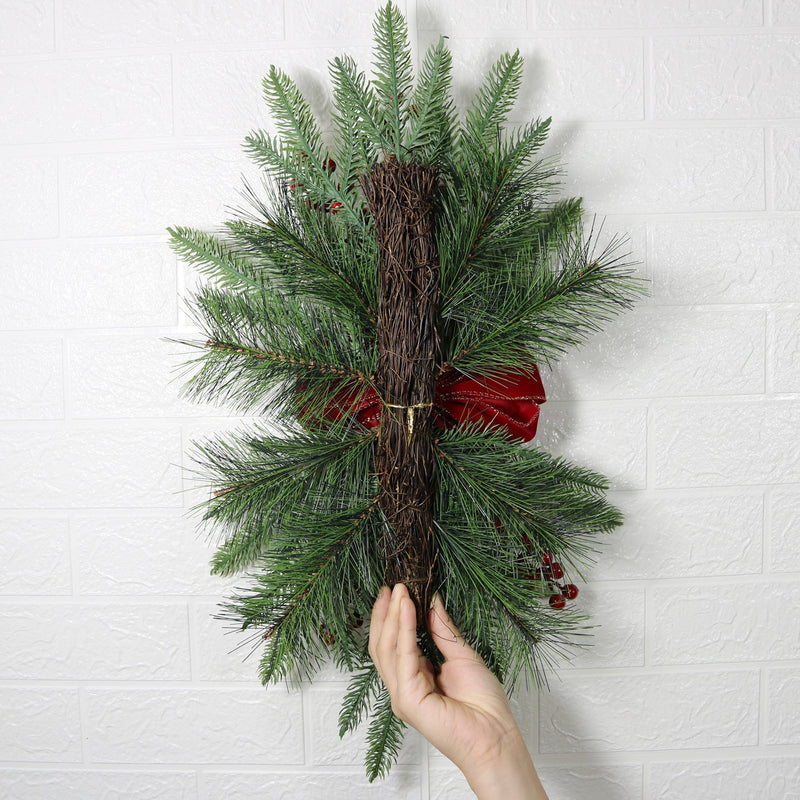 Pine Cone Christmas Swag with Red Berry Garland, Bulk Holiday Decoration, Artificial Pine Cones and Berries