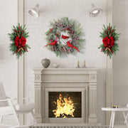 Pine Cone Christmas Swag with Red Berry Garland, Bulk Holiday Decoration, Artificial Pine Cones and Berries