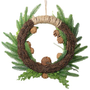 Bulk Artificial Pine Needle and Pine Cone Christmas Wreaths Greenery Ornaments for Front Door Wall Hanging Home Decor