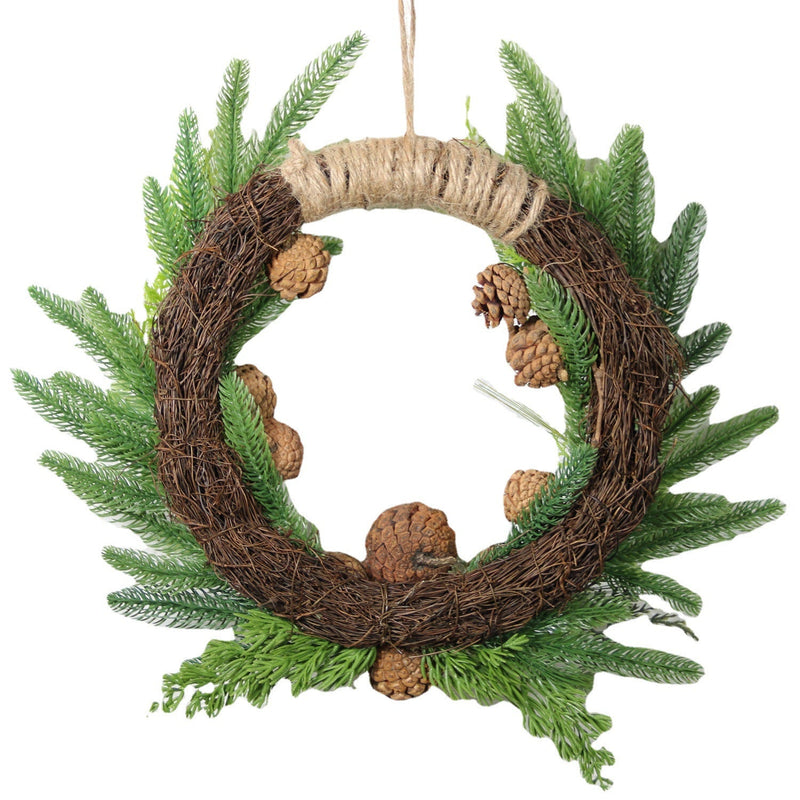 Bulk Artificial Pine Needle and Pine Cone Christmas Wreaths Greenery Ornaments for Front Door Wall Hanging Home Decor