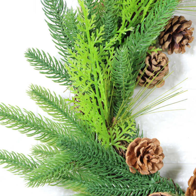 Bulk Artificial Pine Needle and Pine Cone Christmas Wreaths Greenery Ornaments for Front Door Wall Hanging Home Decor