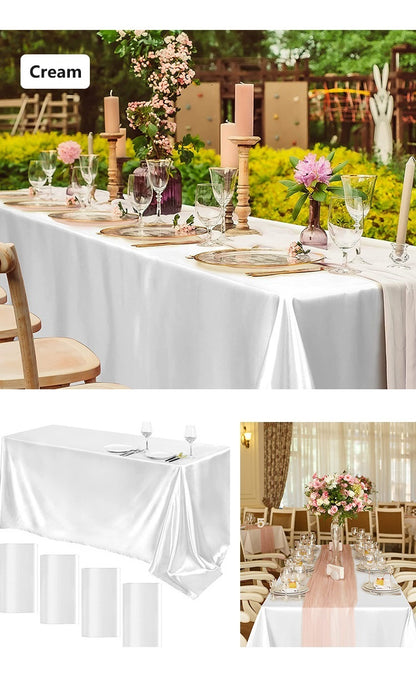 Bulk Satin Tablecloth Table Cover for Rectangular Table Wedding Banquet Events Decor Wholesale