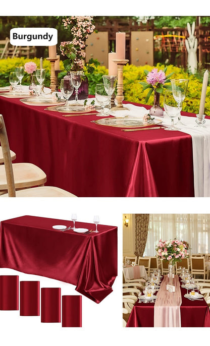 Bulk Satin Tablecloth Table Cover for Rectangular Table Wedding Banquet Events Decor Wholesale