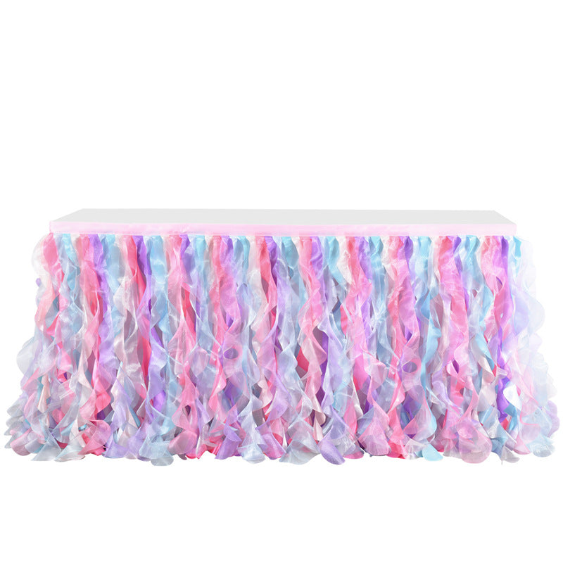 Bulk Rainbow Tulle Table Skirt Curly Willow Tutu Table Skirt for Birthday Party Wedding Baby Shower Tables Decor Wholesale