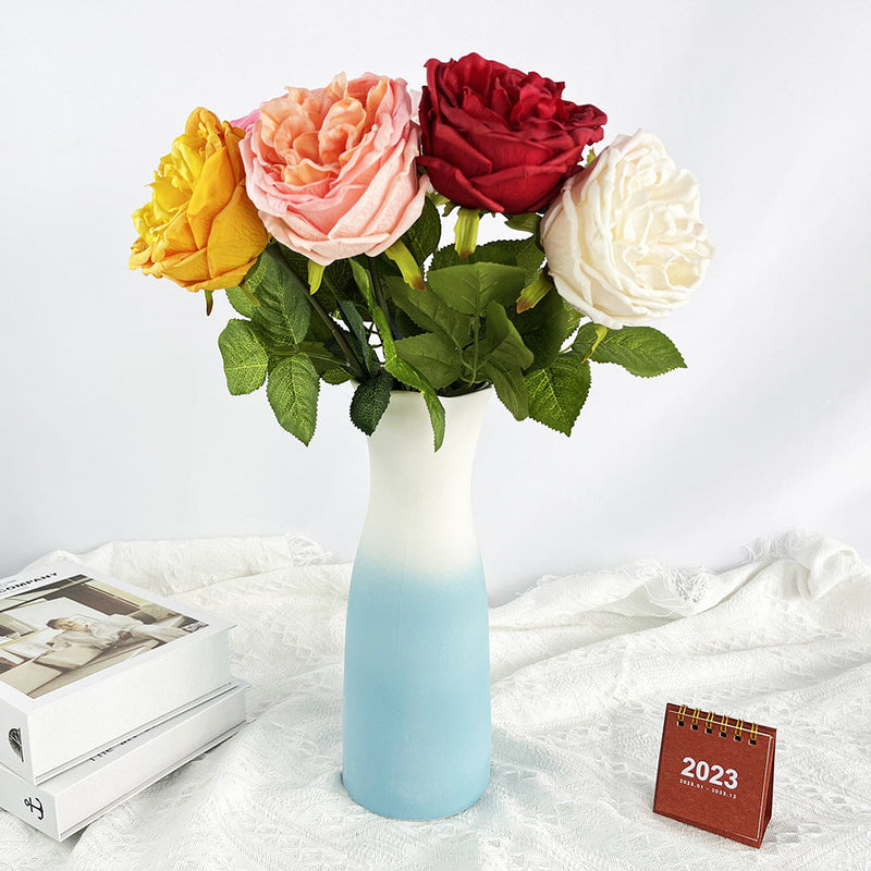 17 Inch Real Touch Silk Rose Stems, 10 Pcs Artificial Flowers Bulk Wholesale