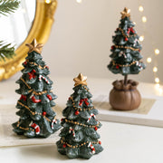 Bulk Resin Christmas Tree Figurines Mini Tabletop Ornaments Christmas Decorations Set