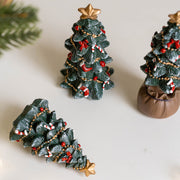 Bulk Resin Christmas Tree Figurines Mini Tabletop Ornaments Christmas Decorations Set