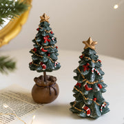 Bulk Resin Christmas Tree Figurines Mini Tabletop Ornaments Christmas Decorations Set