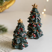 Bulk Resin Christmas Tree Figurines Mini Tabletop Ornaments Christmas Decorations Set
