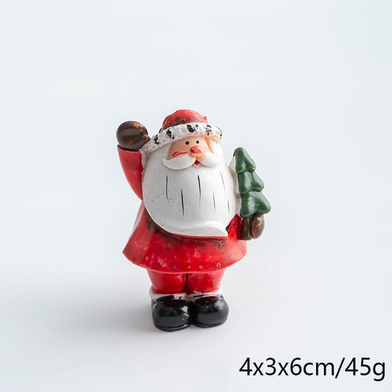 Resin Santa Claus and Snowman Mini Tabletop Christmas Ornaments Bulk Set
