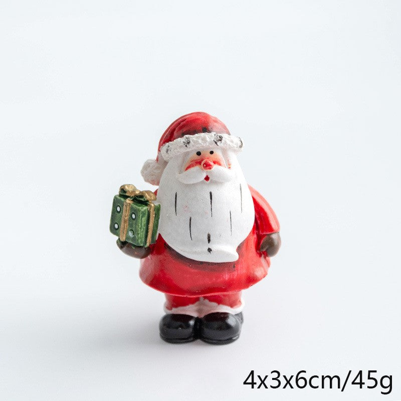 Resin Santa Claus and Snowman Mini Tabletop Christmas Ornaments Bulk Set