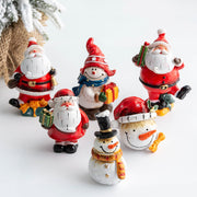 Resin Santa Claus and Snowman Mini Tabletop Christmas Ornaments Bulk Set