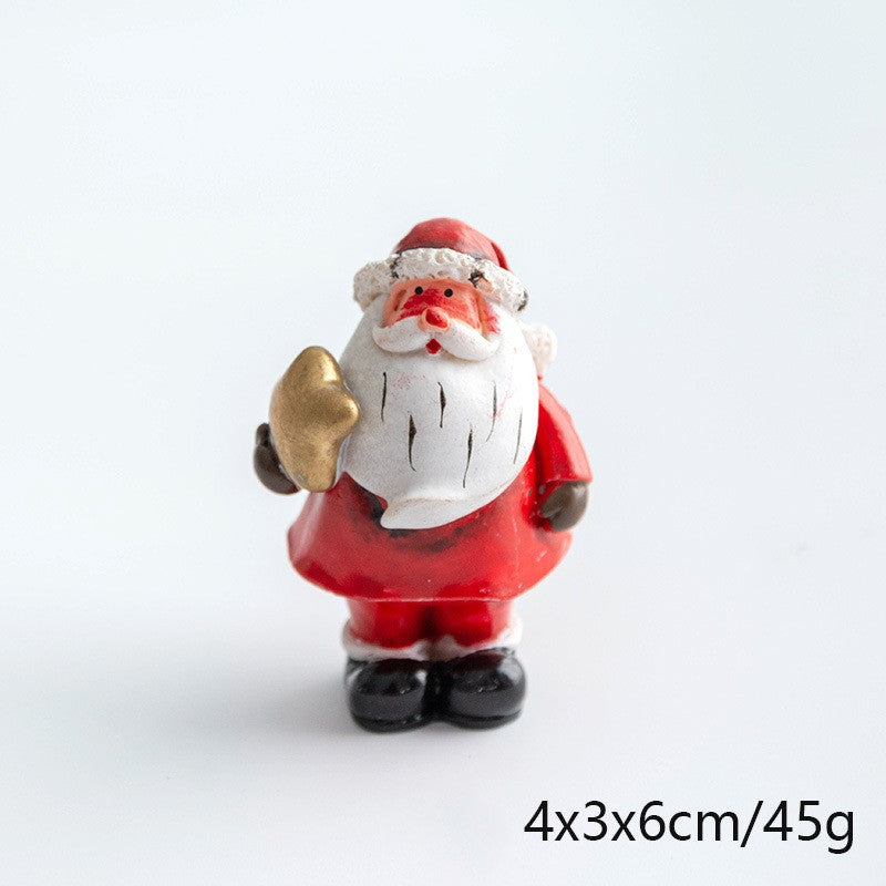 Resin Santa Claus and Snowman Mini Tabletop Christmas Ornaments Bulk Set