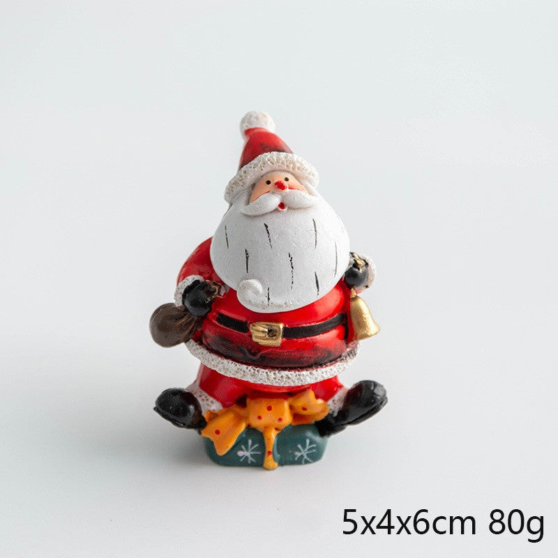 Resin Santa Claus and Snowman Mini Tabletop Christmas Ornaments Bulk Set