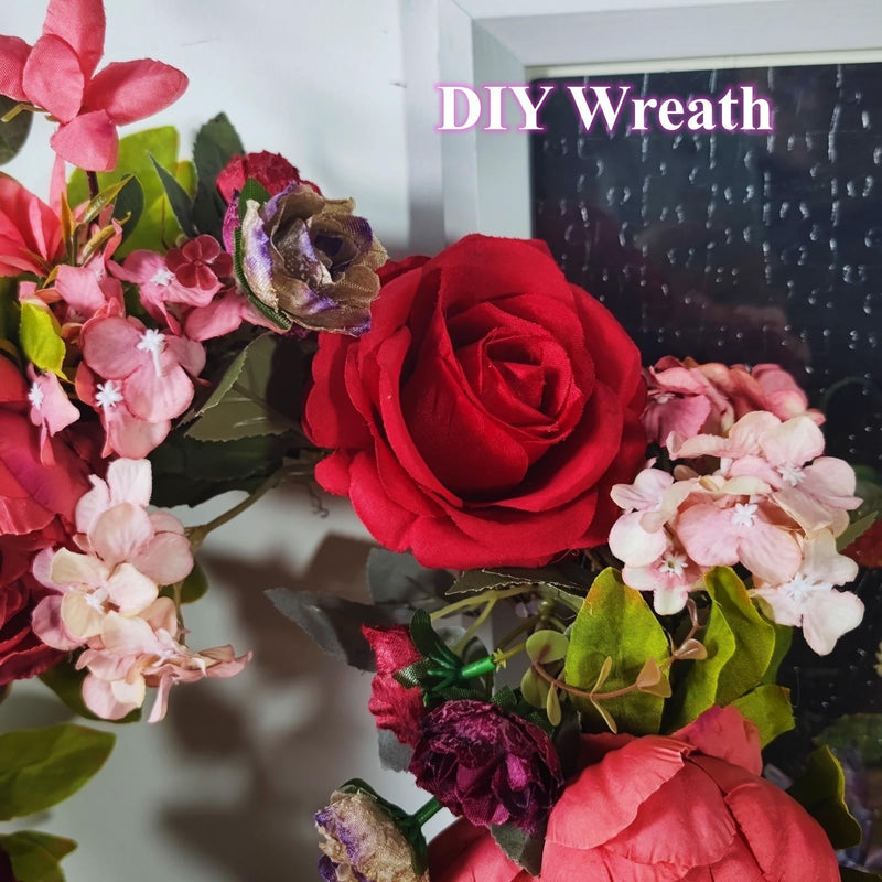 10 Pcs Artificial Silk Rose Stems, 12 Inch, Red, Wholesale Bouquet Flowers