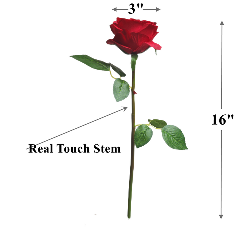 10 Pcs Artificial Silk Rose Stems, 12 Inch, Red, Wholesale Bouquet Flowers
