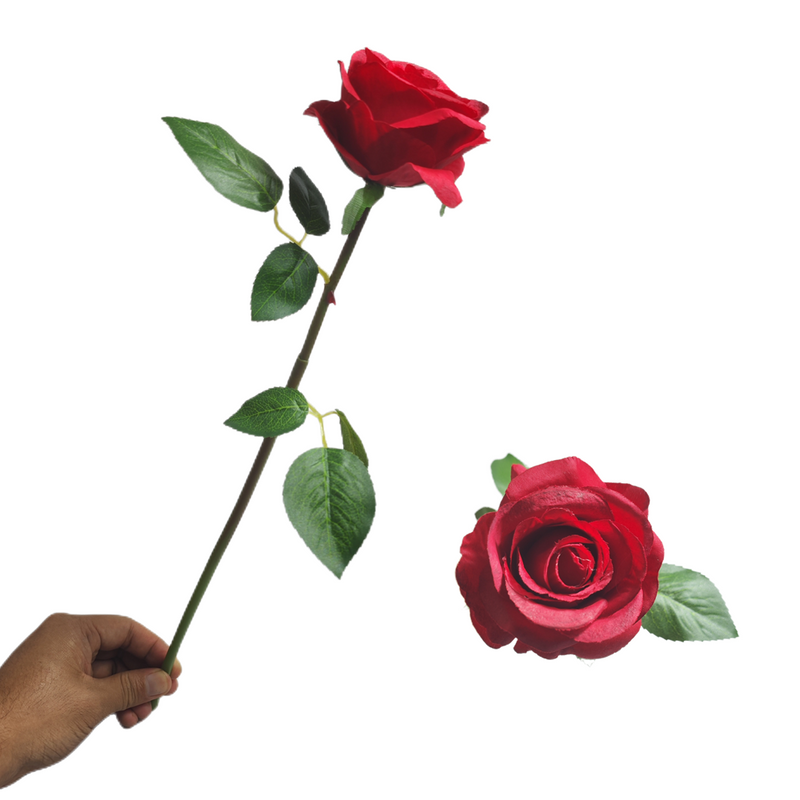10 Pcs Artificial Silk Rose Stems, 12 Inch, Red, Wholesale Bouquet Flowers