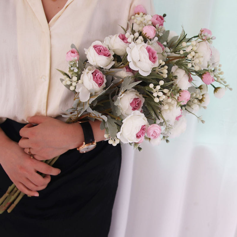 21 Inch Artificial Silk Rose Stems 10 Pcs Open Bud Combo for Bulk Floral Arrangements