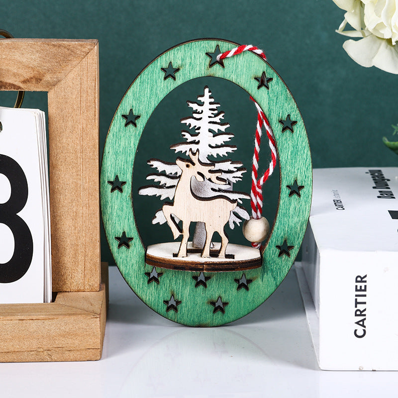 Bulk Hollow Round Elk Pendants Ornaments with Rope Hanging for Christmas Tree Decor, Holiday Party Supplies