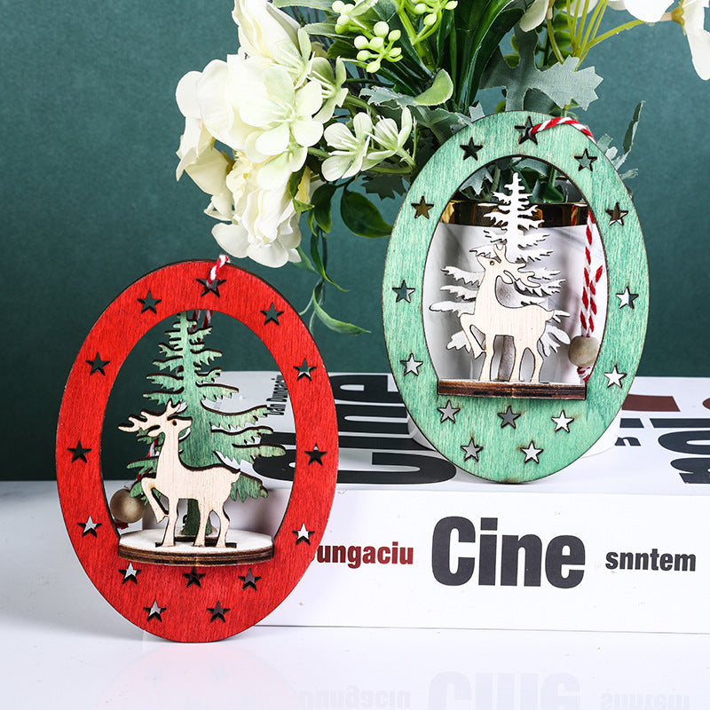 Bulk Hollow Round Elk Pendants Ornaments with Rope Hanging for Christmas Tree Decor, Holiday Party Supplies
