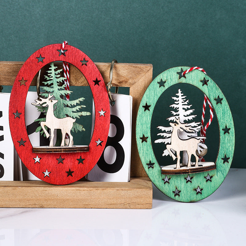 Bulk Hollow Round Elk Pendants Ornaments with Rope Hanging for Christmas Tree Decor, Holiday Party Supplies