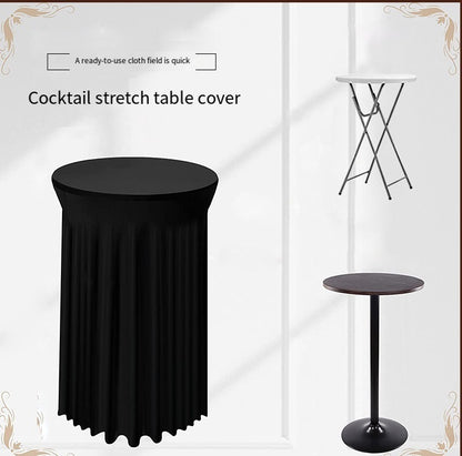 Bulk Round Polyester Tablecloth with Stretch Skirt Cover for Bar Wedding Cocktail Party Banquet Table Wholesale